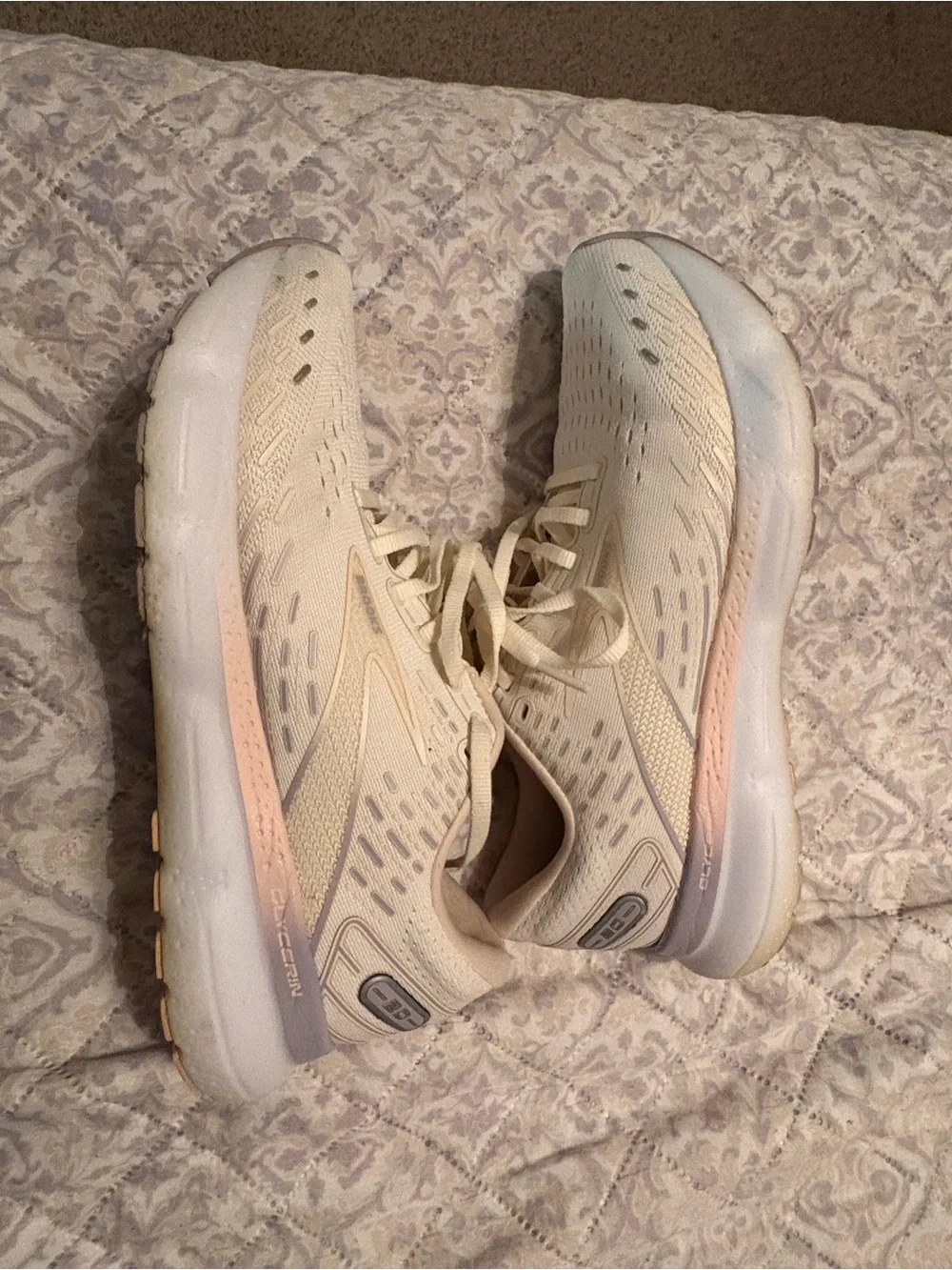 Women's Brooks Glycerin Neutral Cream Athletic Sneakers - Lightweight Comfort